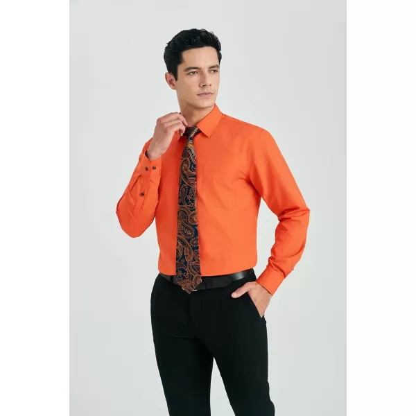 HISDERN Mens Dress Shirt Long Sleeve Matching Tie and Pocket Square Set Classic Button Down Formal Business Shirts