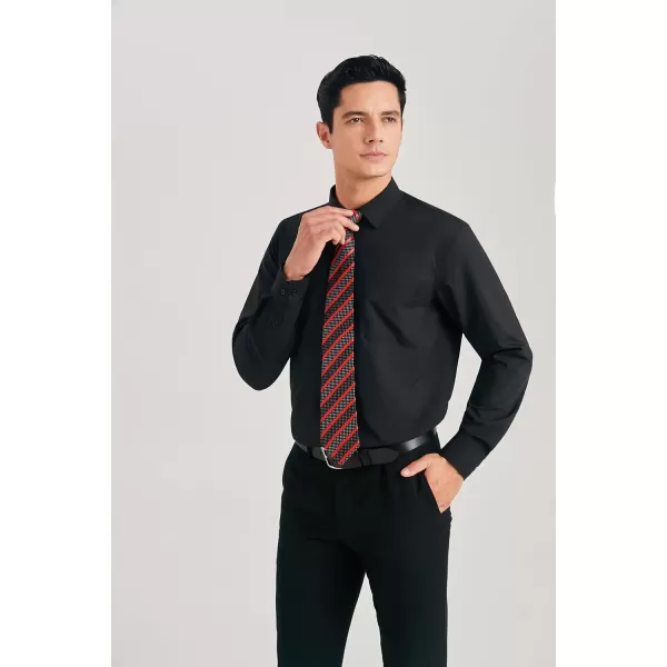 HISDERN Mens Dress Shirt Long Sleeve Matching Tie and Pocket Square Set Classic Button Down Formal Business Shirts