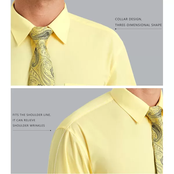 HISDERN Mens Dress Shirt Long Sleeve Matching Tie and Pocket Square Set Classic Button Down Formal Business Shirts