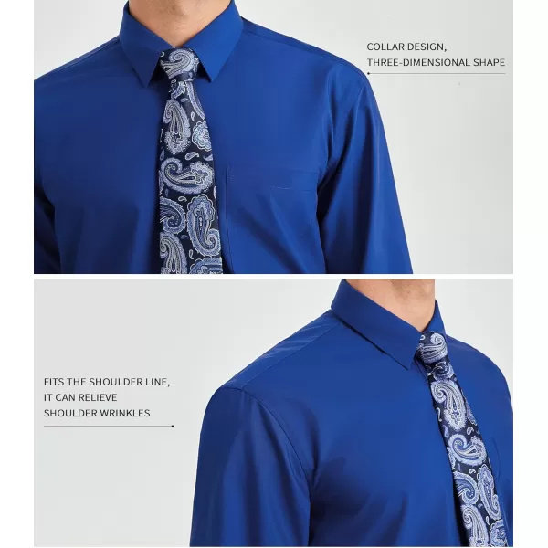 HISDERN Mens Dress Shirt Long Sleeve Matching Tie and Pocket Square Set Classic Button Down Formal Business Shirts