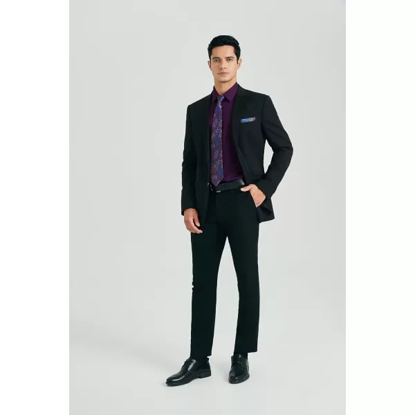 HISDERN Mens Dress Shirt Long Sleeve Matching Tie and Pocket Square Set Classic Button Down Formal Business Shirts
