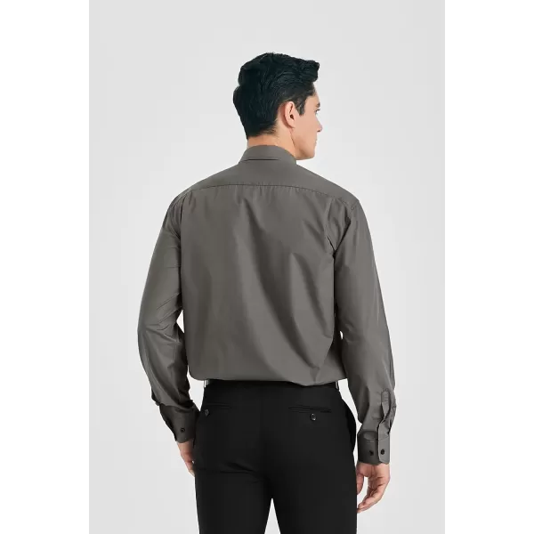 HISDERN Mens Dress Shirt Long Sleeve Matching Tie and Pocket Square Set Classic Button Down Formal Business Shirts