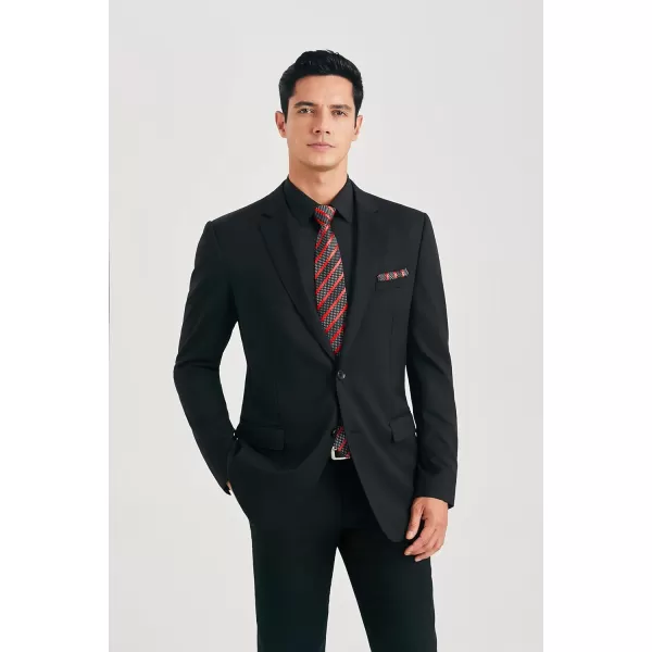 HISDERN Mens Dress Shirt Long Sleeve Matching Tie and Pocket Square Set Classic Button Down Formal Business Shirts