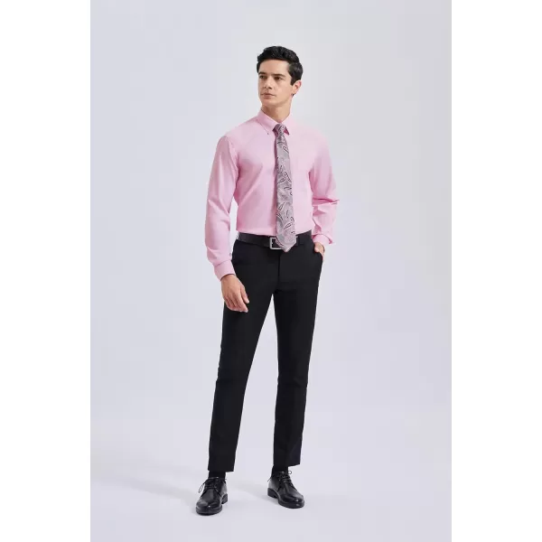 HISDERN Mens Dress Shirt Long Sleeve Matching Tie and Pocket Square Set Classic Button Down Formal Business Shirts
