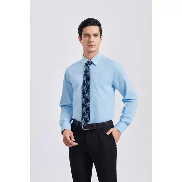 HISDERN Mens Dress Shirt Long Sleeve Matching Tie and Pocket Square Set Classic Button Down Formal Business Shirts