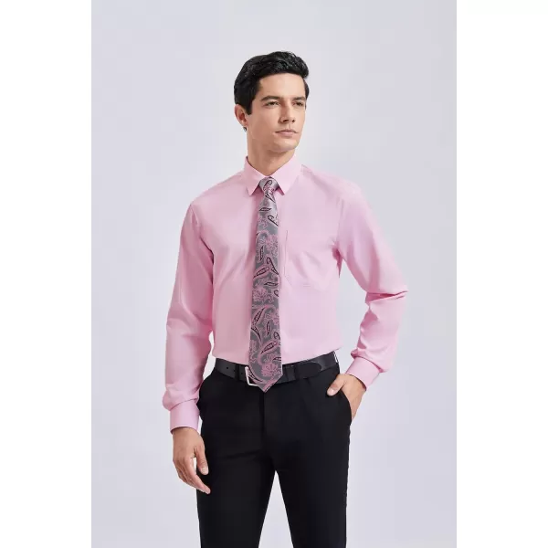 HISDERN Mens Dress Shirt Long Sleeve Matching Tie and Pocket Square Set Classic Button Down Formal Business Shirts