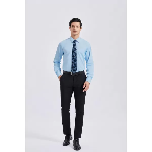 HISDERN Mens Dress Shirt Long Sleeve Matching Tie and Pocket Square Set Classic Button Down Formal Business Shirts