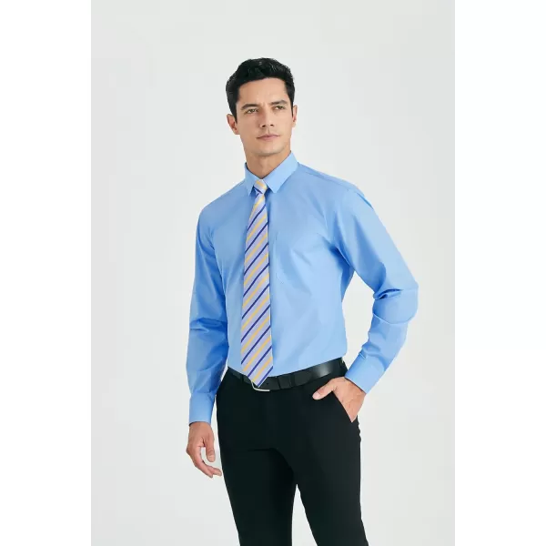 HISDERN Mens Dress Shirt Long Sleeve Matching Tie and Pocket Square Set Classic Button Down Formal Business Shirts
