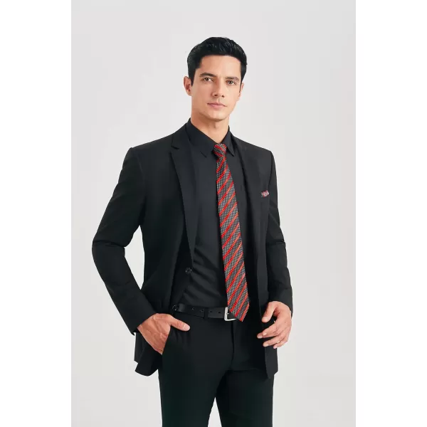HISDERN Mens Dress Shirt Long Sleeve Matching Tie and Pocket Square Set Classic Button Down Formal Business Shirts