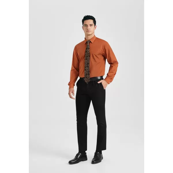 HISDERN Mens Dress Shirt Long Sleeve Matching Tie and Pocket Square Set Classic Button Down Formal Business Shirts