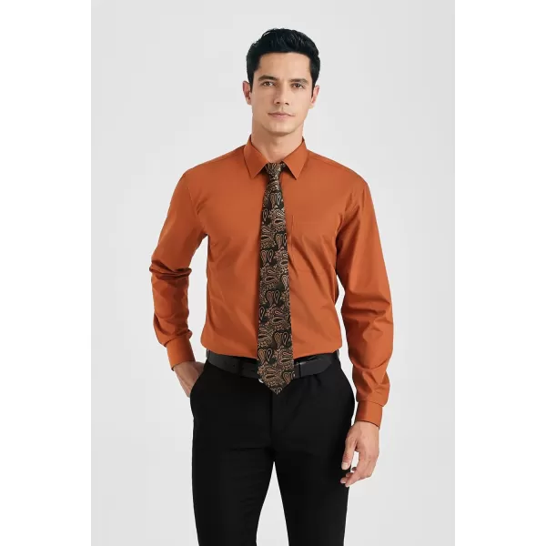 HISDERN Mens Dress Shirt Long Sleeve Matching Tie and Pocket Square Set Classic Button Down Formal Business Shirts