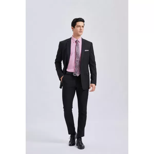 HISDERN Mens Dress Shirt Long Sleeve Matching Tie and Pocket Square Set Classic Button Down Formal Business Shirts