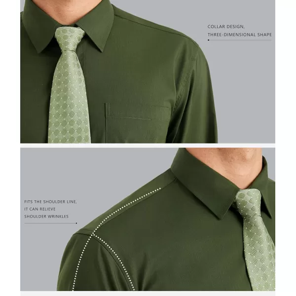 HISDERN Mens Dress Shirt Long Sleeve Matching Tie and Pocket Square Set Classic Button Down Formal Business Shirts