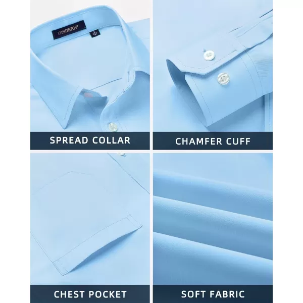 HISDERN Mens Dress Shirt Long Sleeve Matching Tie and Pocket Square Set Classic Button Down Formal Business Shirts