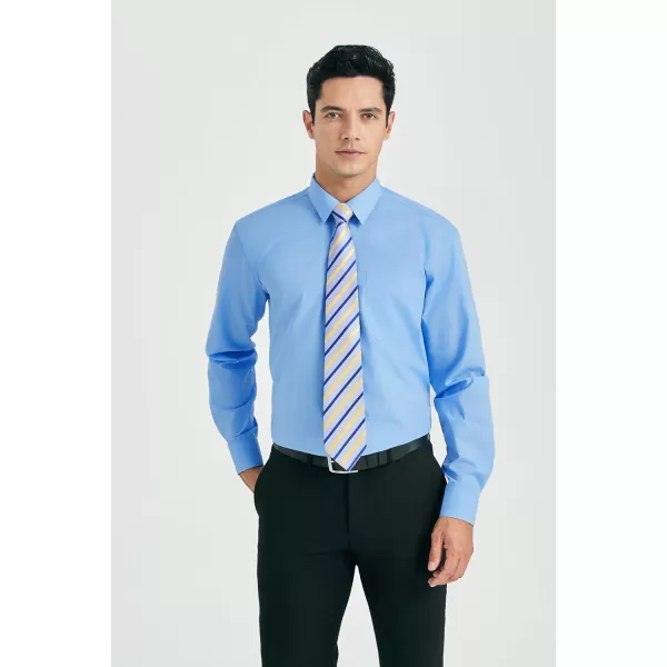 HISDERN Mens Dress Shirt Long Sleeve Matching Tie and Pocket Square Set Classic Button Down Formal Business Shirts