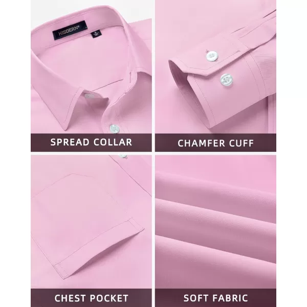 HISDERN Mens Dress Shirt Long Sleeve Matching Tie and Pocket Square Set Classic Button Down Formal Business Shirts