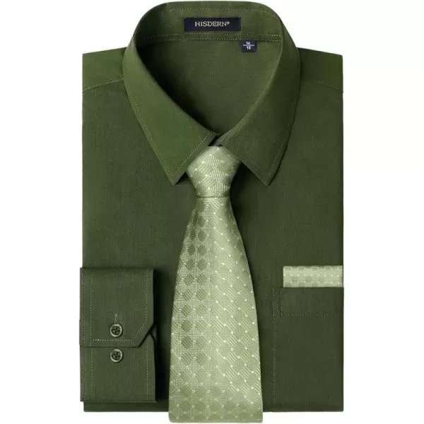 B01-dress Shirt Emerald Green & Sage Tie