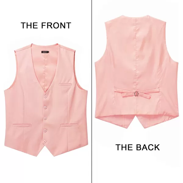 HISDERN Men's Suit Vest Business Formal Dress Waistcoat Vest with 3 Pockets for Suit or Tuxedo Slim Fit
