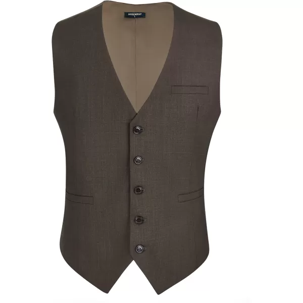 HISDERN Men's Suit Vest Business Formal Dress Waistcoat Vest with 3 Pockets for Suit or Tuxedo Slim Fit