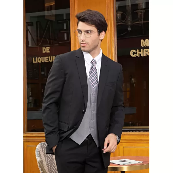 HISDERN Men's Suit Vest Business Formal Dress Waistcoat Vest with 3 Pockets for Suit or Tuxedo Slim Fit