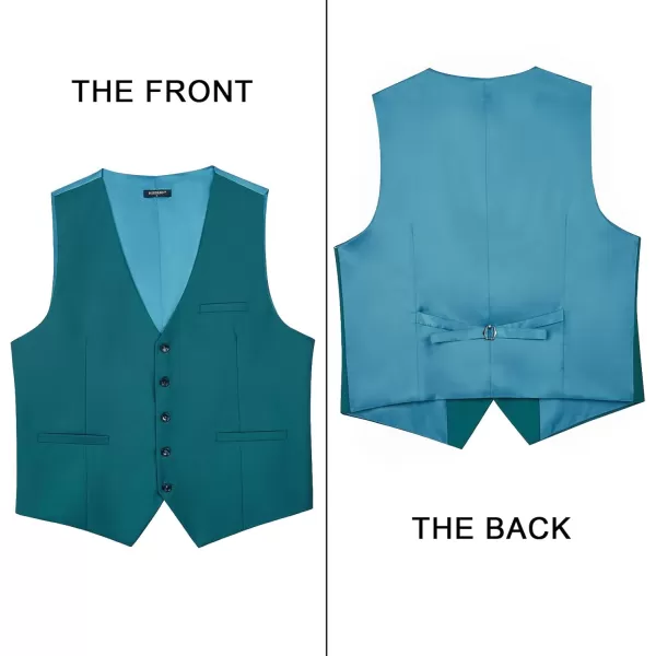 HISDERN Men's Suit Vest Business Formal Dress Waistcoat Vest with 3 Pockets for Suit or Tuxedo Slim Fit