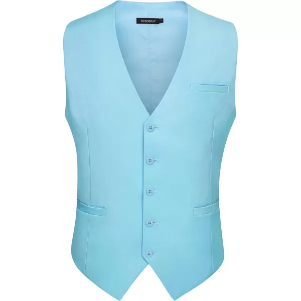 HISDERN Men's Suit Vest Business Formal Dress Waistcoat Vest with 3 Pockets for Suit or Tuxedo Slim Fit