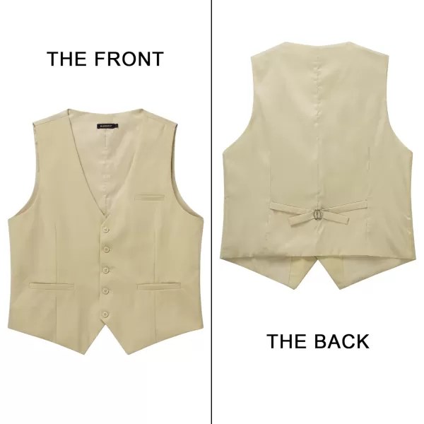 HISDERN Men's Suit Vest Business Formal Dress Waistcoat Vest with 3 Pockets for Suit or Tuxedo Slim Fit