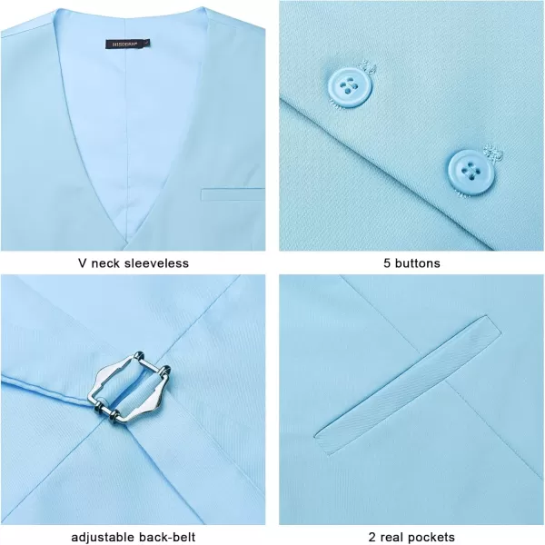 HISDERN Men's Suit Vest Business Formal Dress Waistcoat Vest with 3 Pockets for Suit or Tuxedo Slim Fit