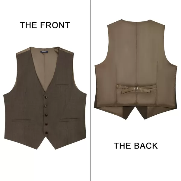 HISDERN Men's Suit Vest Business Formal Dress Waistcoat Vest with 3 Pockets for Suit or Tuxedo Slim Fit