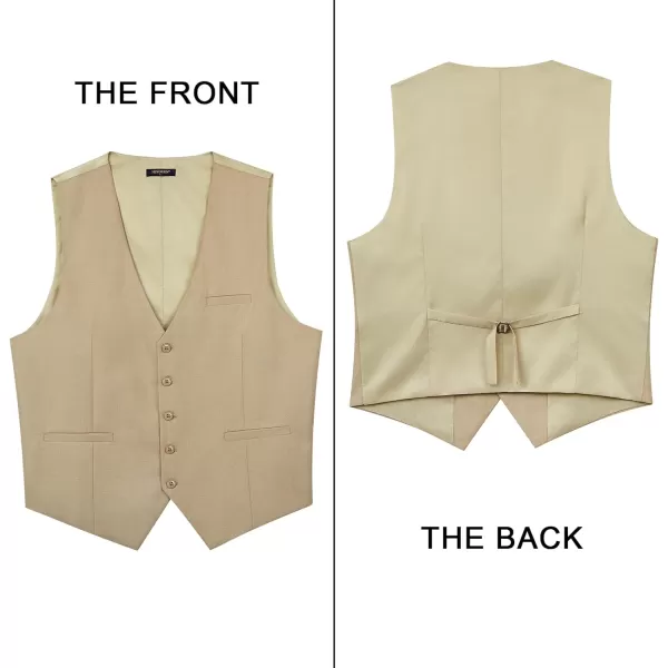 HISDERN Men's Suit Vest Business Formal Dress Waistcoat Vest with 3 Pockets for Suit or Tuxedo Slim Fit