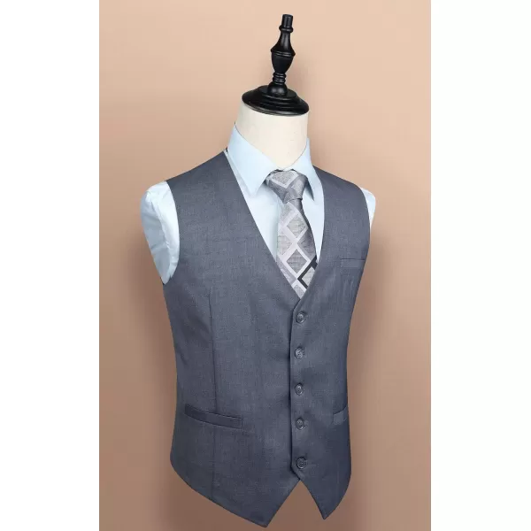 HISDERN Men's Suit Vest Business Formal Dress Waistcoat Vest with 3 Pockets for Suit or Tuxedo Slim Fit