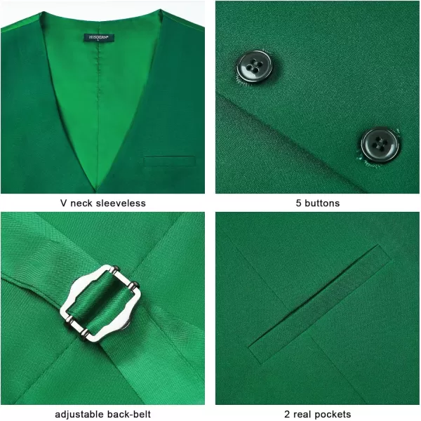 HISDERN Men's Suit Vest Business Formal Dress Waistcoat Vest with 3 Pockets for Suit or Tuxedo Slim Fit