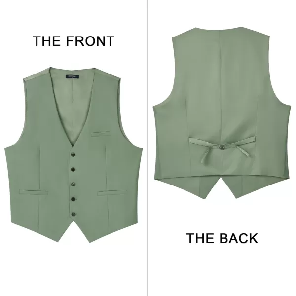 HISDERN Men's Suit Vest Business Formal Dress Waistcoat Vest with 3 Pockets for Suit or Tuxedo Slim Fit
