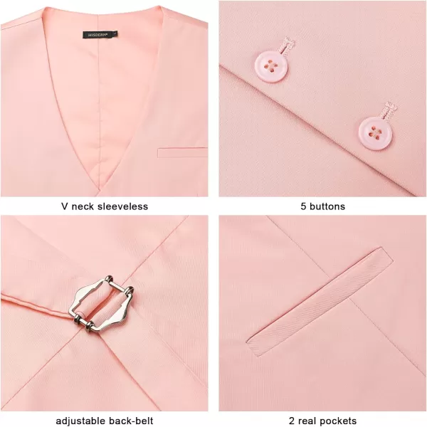 HISDERN Men's Suit Vest Business Formal Dress Waistcoat Vest with 3 Pockets for Suit or Tuxedo Slim Fit