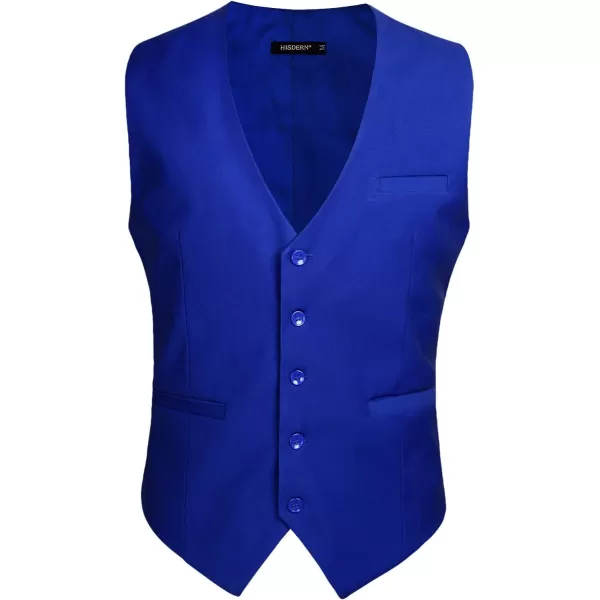 HISDERN Men's Suit Vest Business Formal Dress Waistcoat Vest with 3 Pockets for Suit or Tuxedo Slim Fit
