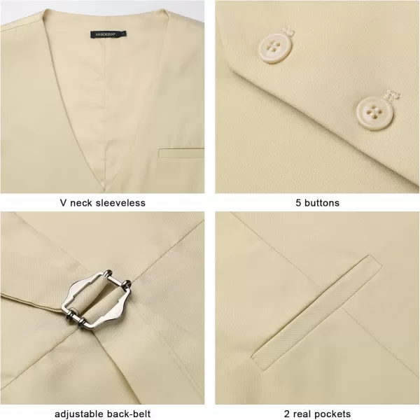 HISDERN Men's Suit Vest Business Formal Dress Waistcoat Vest with 3 Pockets for Suit or Tuxedo Slim Fit