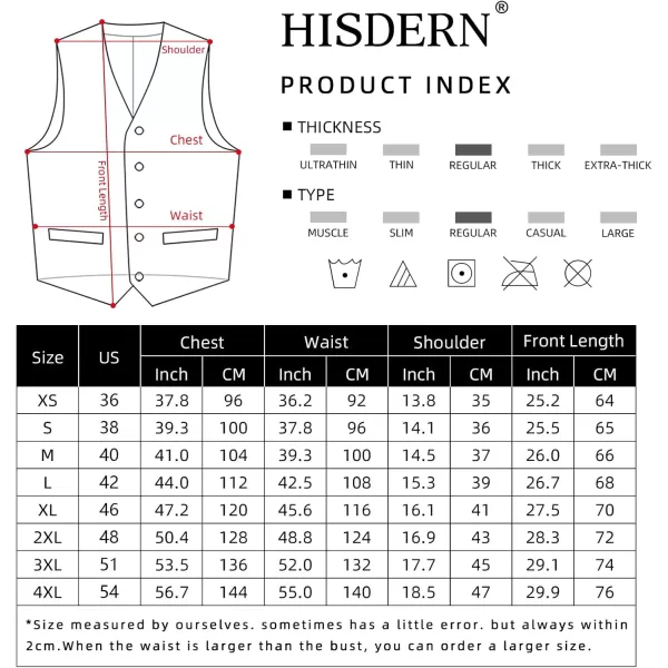 HISDERN Men's Suit Vest Business Formal Dress Waistcoat Vest with 3 Pockets for Suit or Tuxedo Slim Fit