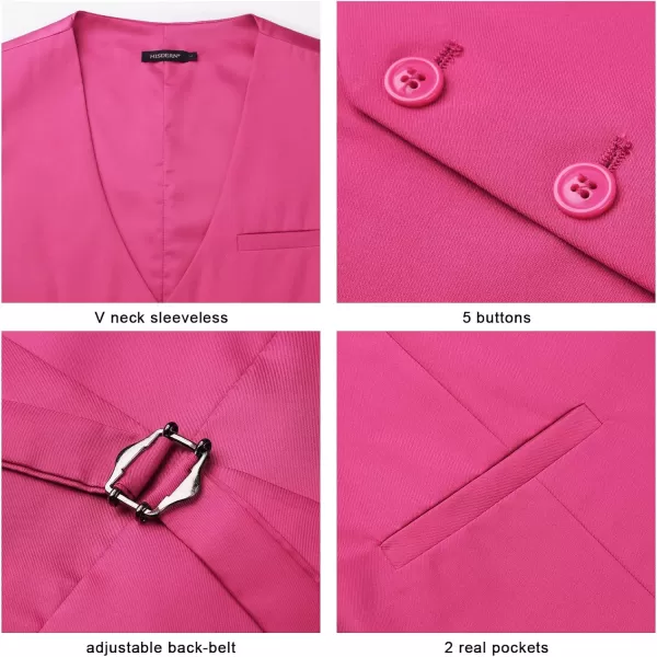 HISDERN Men's Suit Vest Business Formal Dress Waistcoat Vest with 3 Pockets for Suit or Tuxedo Slim Fit