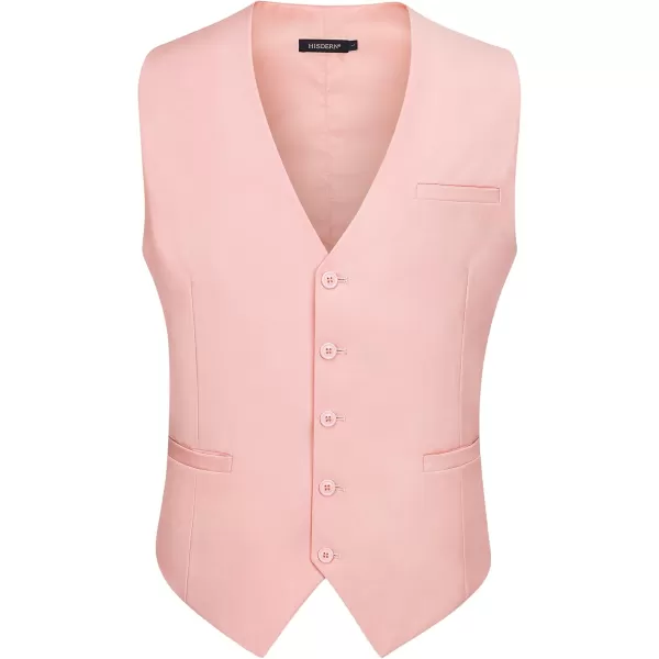HISDERN Men's Suit Vest Business Formal Dress Waistcoat Vest with 3 Pockets for Suit or Tuxedo Slim Fit