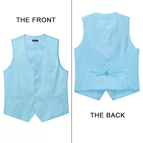 HISDERN Men's Suit Vest Business Formal Dress Waistcoat Vest with 3 Pockets for Suit or Tuxedo Slim Fit