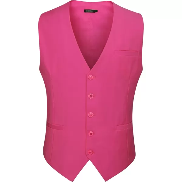 HISDERN Men's Suit Vest Business Formal Dress Waistcoat Vest with 3 Pockets for Suit or Tuxedo Slim Fit