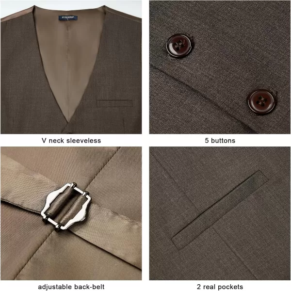 HISDERN Men's Suit Vest Business Formal Dress Waistcoat Vest with 3 Pockets for Suit or Tuxedo Slim Fit