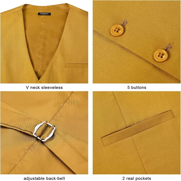 HISDERN Men's Suit Vest Business Formal Dress Waistcoat Vest with 3 Pockets for Suit or Tuxedo Slim Fit