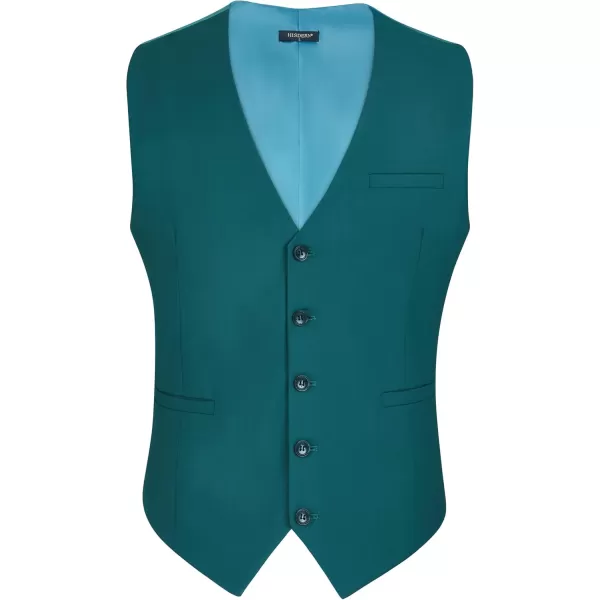 HISDERN Men's Suit Vest Business Formal Dress Waistcoat Vest with 3 Pockets for Suit or Tuxedo Slim Fit
