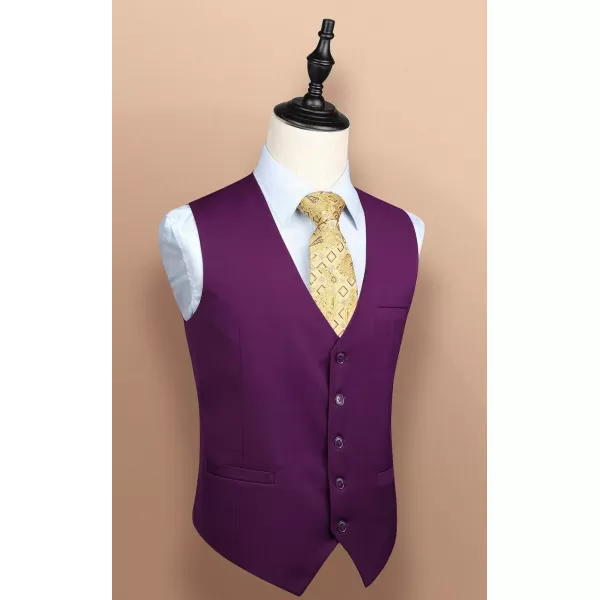 HISDERN Men's Suit Vest Business Formal Dress Waistcoat Vest with 3 Pockets for Suit or Tuxedo Slim Fit