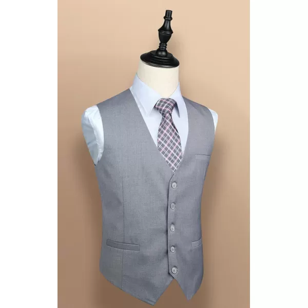 HISDERN Men's Suit Vest Business Formal Dress Waistcoat Vest with 3 Pockets for Suit or Tuxedo Slim Fit