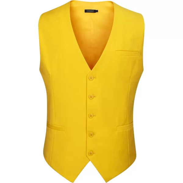 HISDERN Men's Suit Vest Business Formal Dress Waistcoat Vest with 3 Pockets for Suit or Tuxedo Slim Fit