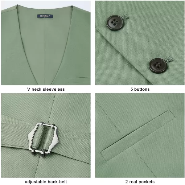HISDERN Men's Suit Vest Business Formal Dress Waistcoat Vest with 3 Pockets for Suit or Tuxedo Slim Fit