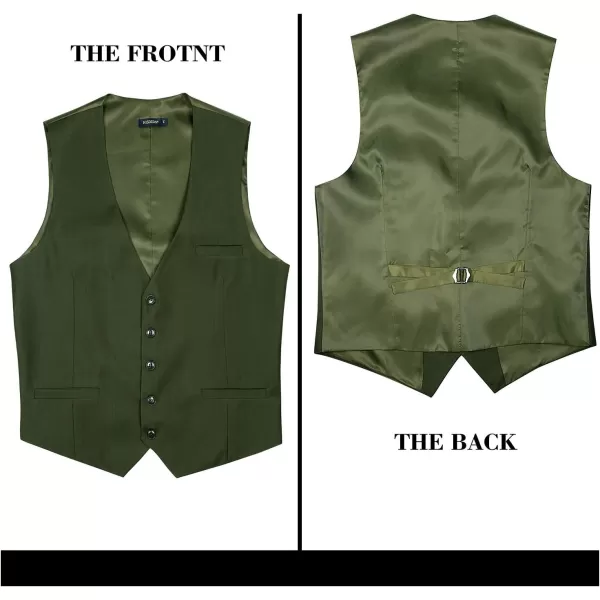 HISDERN Men's Suit Vest Business Formal Dress Waistcoat Vest with 3 Pockets for Suit or Tuxedo Slim Fit