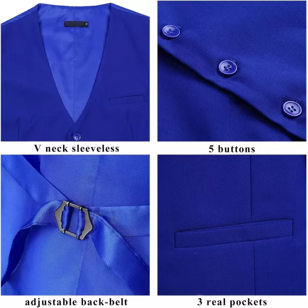 HISDERN Men's Suit Vest Business Formal Dress Waistcoat Vest with 3 Pockets for Suit or Tuxedo Slim Fit